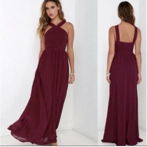 Lulu's Burgundy Wine Air of Romance Maxi Dress